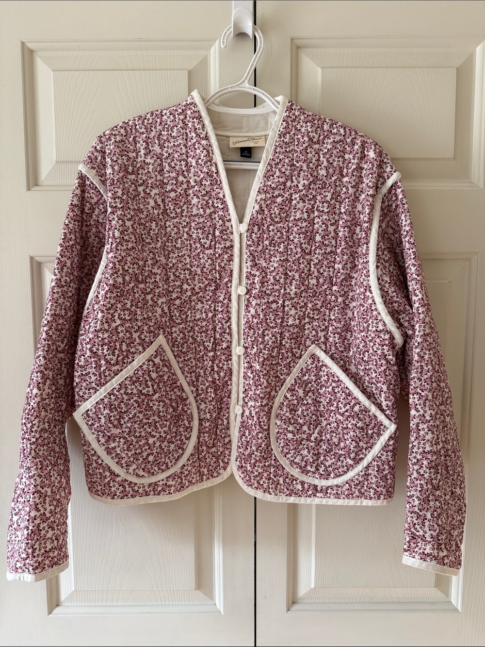 Quilted Floral Button-Front Jacket in Pink